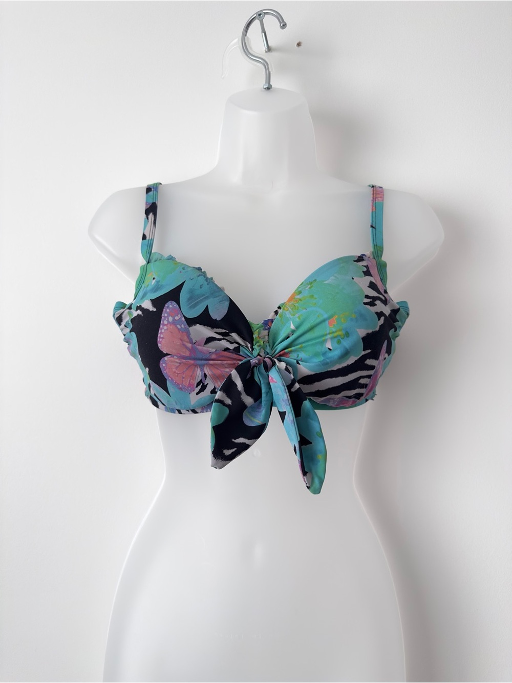 zebra butterfly floral bikini top